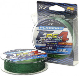 Леска плетеная FLAGMAN PE Hybrid F4 0.12 135м 6.4кг Moss Green 26135-012