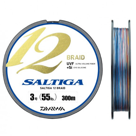 Шнур Daiwa Saltiga 12Braid PE 300m 10 цветной 59,1 кг.