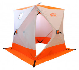 Палатка зимняя куб СЛЕДОПЫТ 1,8 х1,8 м, Oxford 210D PU 1000, 3-местная, цв. бело-оранж.