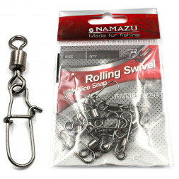 Вертлюг с застежкой Namazu ROLLING SWIVEL WITH NICE SNAP, цв. BN, р. 10, test-12 кг уп.10 шт