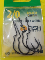 Крючок FISH SEASON Double Lock Worm №2/0 BN 4шт офсет. 3333-008-2/0F