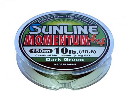 Шнур Sunline Momentum PE цв.green 150м р-р 0,8, 0,175мм