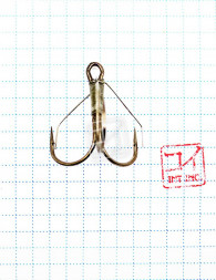 Крючок KOI WEEDLESS TREBLE HOOK, размер 1/0 INT, цвет BN, тройник незацепляйка 5 шт.