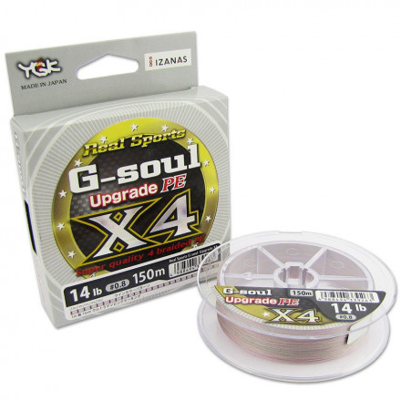 Шнур YGK G-Soul Upgrade PE X4 цв.grey/pink 150м р-р 1,0, 0,165мм