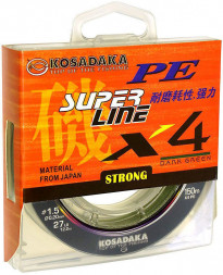 Леска плетеная Kosadaka Super PE X4 dark green 0.25 150м