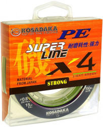 Леска плетеная Kosadaka Super PE X4 light green 0.10 150м