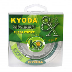 Шнур плетеный KYODA green 8X PE d-0,20 мм L-150 м, цвет зеленый, разрывная нагрузка 8,9 кг
