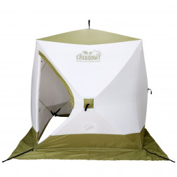 Палатка зимняя куб СЛЕДОПЫТ Premium 2,1х2,1 м, 4-х местная, 3 слоя, цв. белый/олива