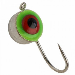 Мормышка Condor Полусфера с ушком d 3,0 мм вес 0,25 гр серебро зелено-красный фосфорный глаз /10 ш