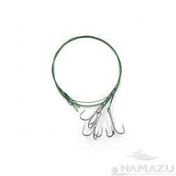 Поводок стальной NAMAZU Leader 1х7 Nylon Coated Green, d-0,48 мм L-50 см, с тройным крючком 35647 R