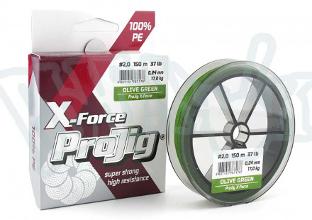 Шнур ProJig X-Force 0.12мм 8.0кг, 150м, хаки